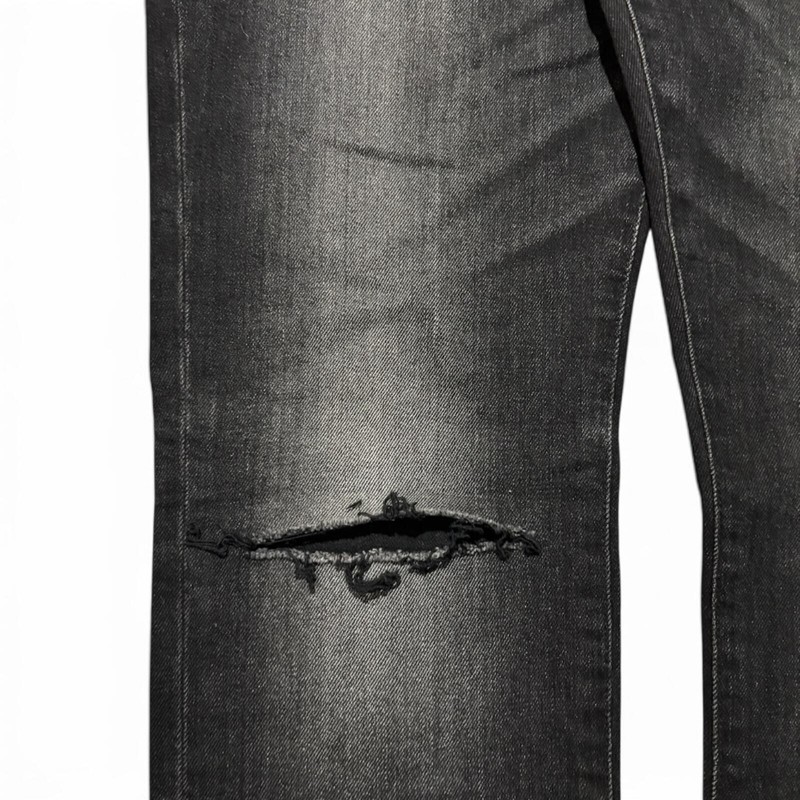 Saint Laurent Paris D02 Black Washed Knee Rip Denim Jeans gallery