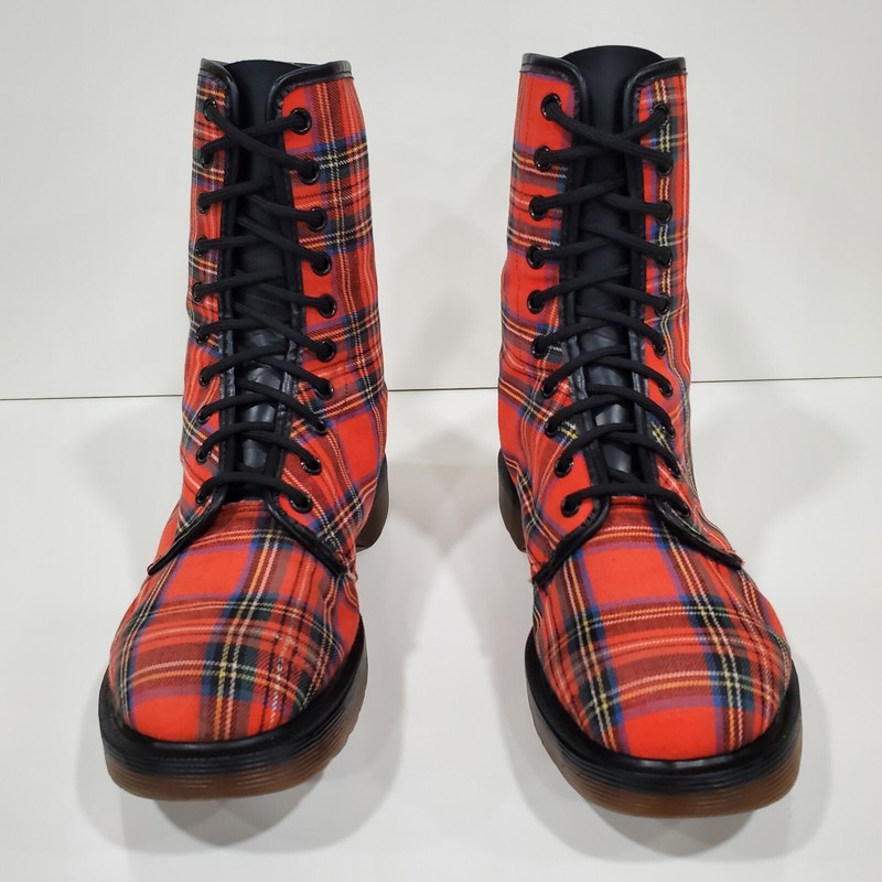 💥Dr. Martens Doc England MIE Rare 80's Vintage Red Tartan 1490 Boots UK4 US6💥 gallery