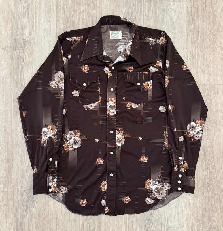 vintage H Bar C Ranchwear Pearl Snap Floral Western Shirt Size L 16 1/2 – 35