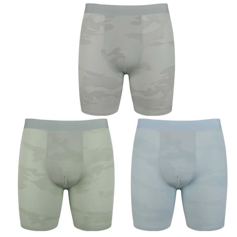 Men Boxer Briefs 3 pack Comfort Flex Ultra Soft Stretch Long Leg Sport Underwear