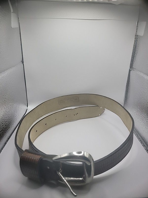 Genuine Bonded Leather Belt Medium Large Womens Keeper Silver Tone Hardware
