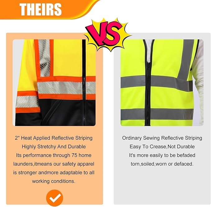 High Visibility Safety Sweatshirt ANSI Class 3 Reflective Stripes gallery