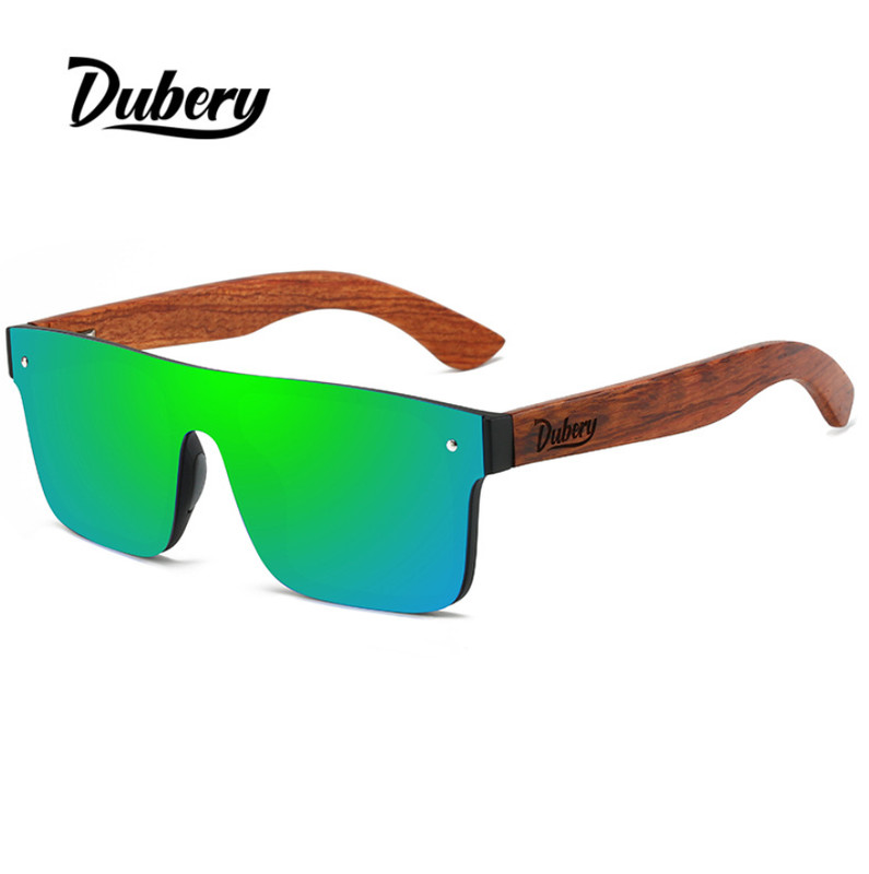 DUBERY Rimless Wood Polarized Sunglasses Men Women Square Wooden Temple Glasses gallery