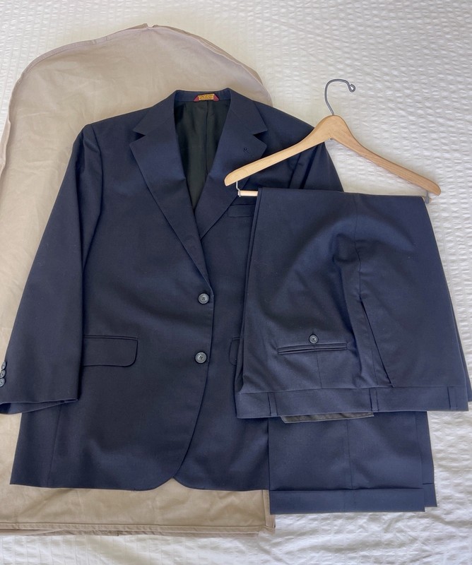 VTG Corbin Suit USA Union Made, Imported Wool, Navy, 42R, 40×31 Pant