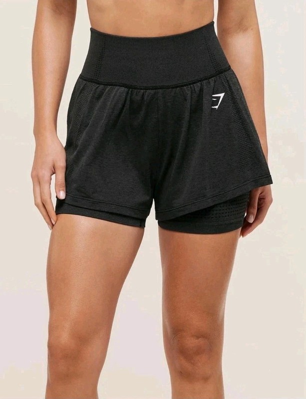 Gymshark Vital Seamless 2.0 2-in-1 Shorts Black Athleisure Womens Large Liner
