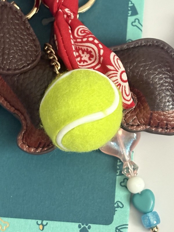 Piper K Dachshund Dog Red Bandana Tennis Ball Beads Bag Charm Key Chain NEW gallery