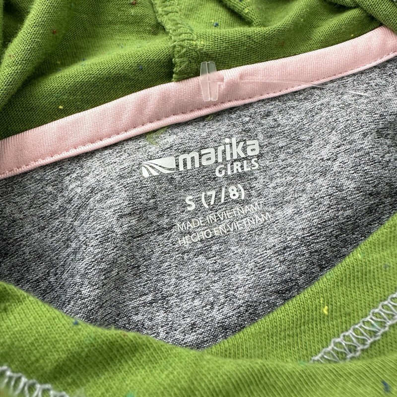 Marika Kids Grey Green Polyester Short Sleeve Flecked Pullover Hoodie Sz S 7-8 gallery