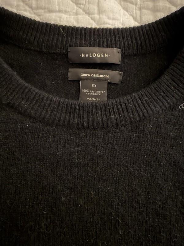 Halogen 100% Cashmere Crew Neck Black Women’s Sweater Medium gallery