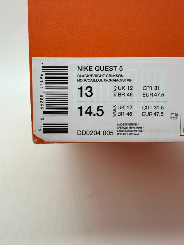 Nike Quest 5 Men's Size 13 Black Orange Gym Training Athletic Shoes DD0204 005 gallery