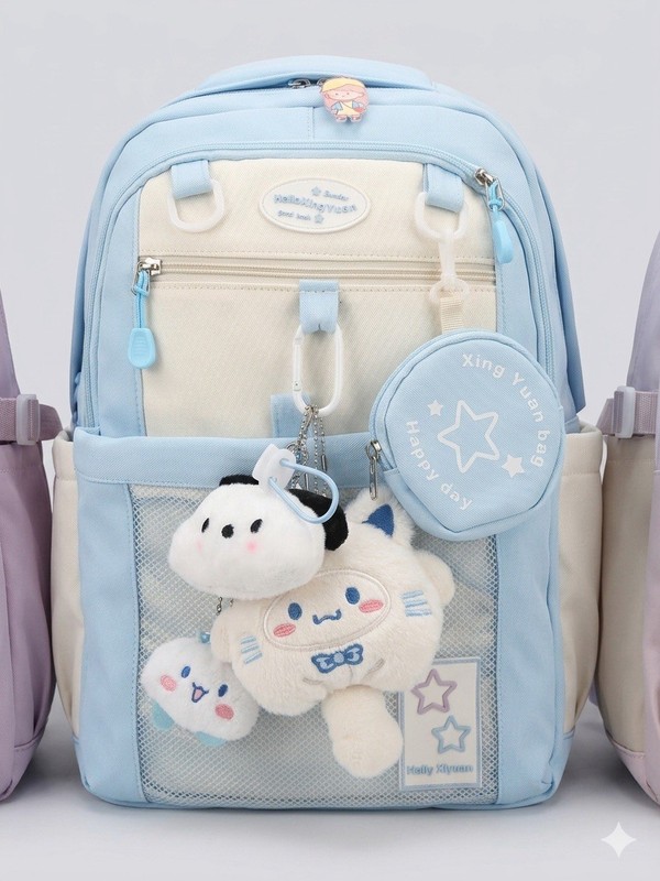 Sanrio Hello Kitty Kuromi Large Blue/White Kids Backpack Zip Adjustable Strap