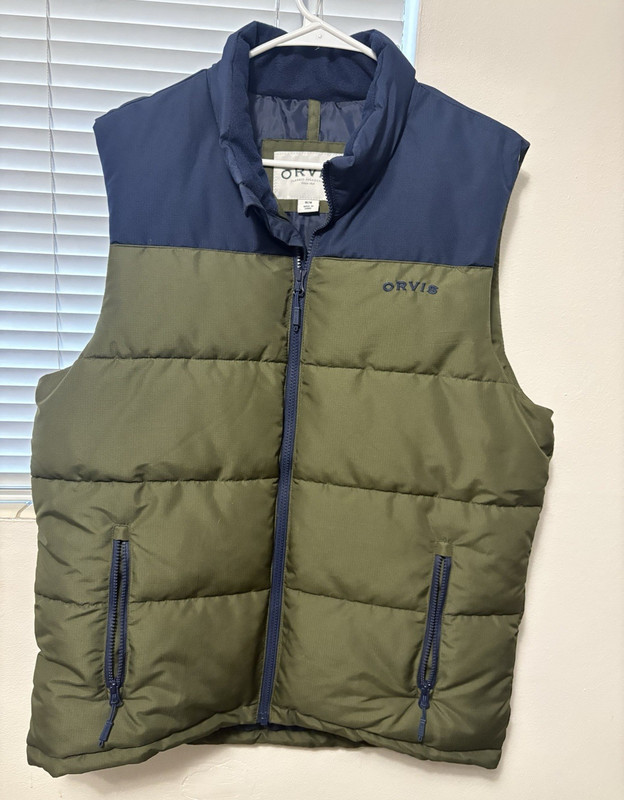 Orvis Classic Collection Men’s Colorblock Puffer Vest Full Zip Blue Green M
