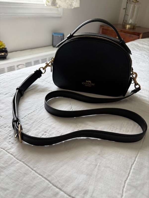 Coach Black Serena Satchel Crossbody Bag Gold Hardware Zip, Adjustable Strap gallery