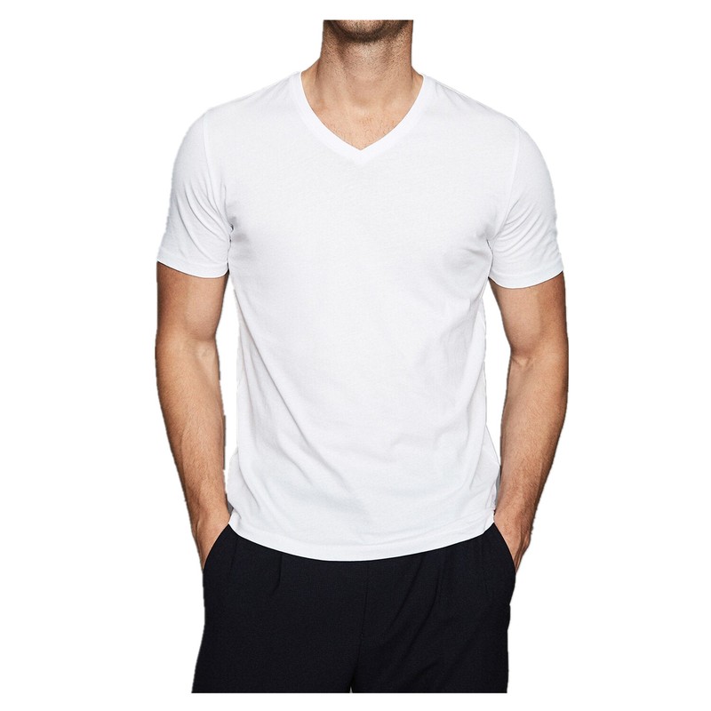 Black White Men 100% Thick Cotton Casual T-Shirt Short Sleeve Tee Crew V Neck gallery
