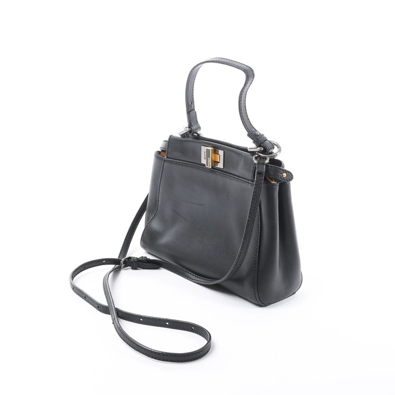 Fendi Peekaboo Mini Leather 2Way Handbag in Black 8BN227 gallery