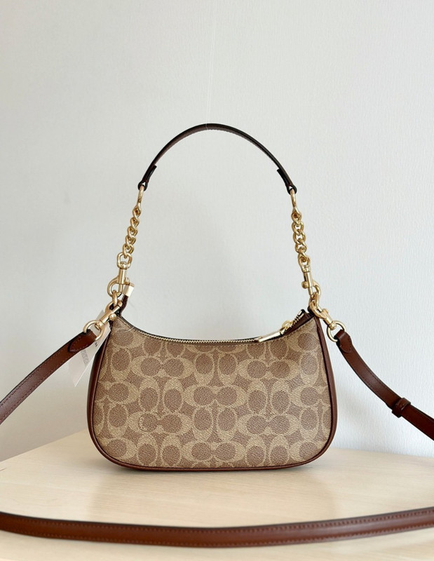 Coach Teri Shoulder Bag In Signature Canvas Gold /Brown CV933 NEW FAST FREE SHIP gallery