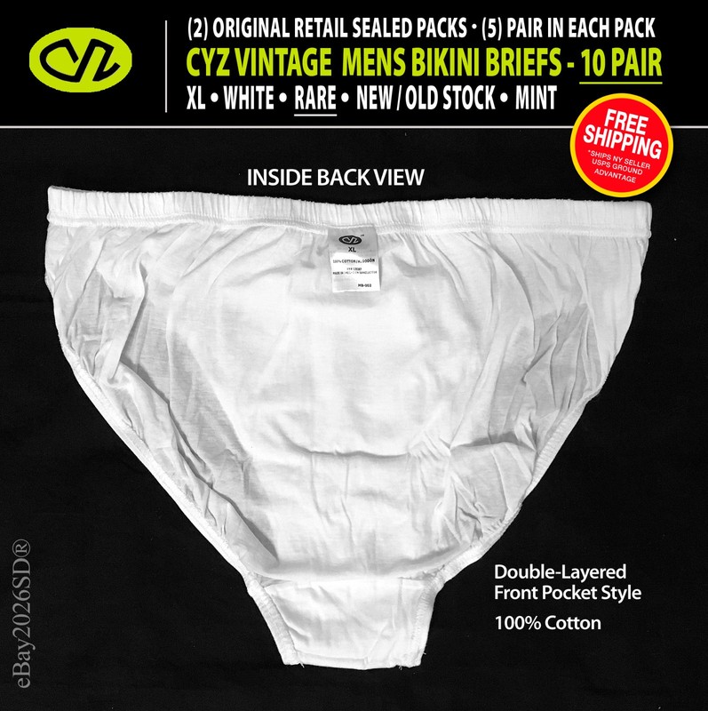 20 Pair • Mens "CYZ" Bikini Briefs • NOS • WHT XL • w/Retail Package • Free Ship gallery