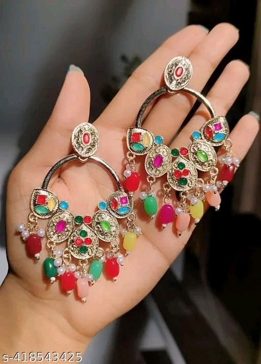 Kundan Jhumka Earrings Jewelry Set Bollywood Indian Gold Plated Style Jewelry