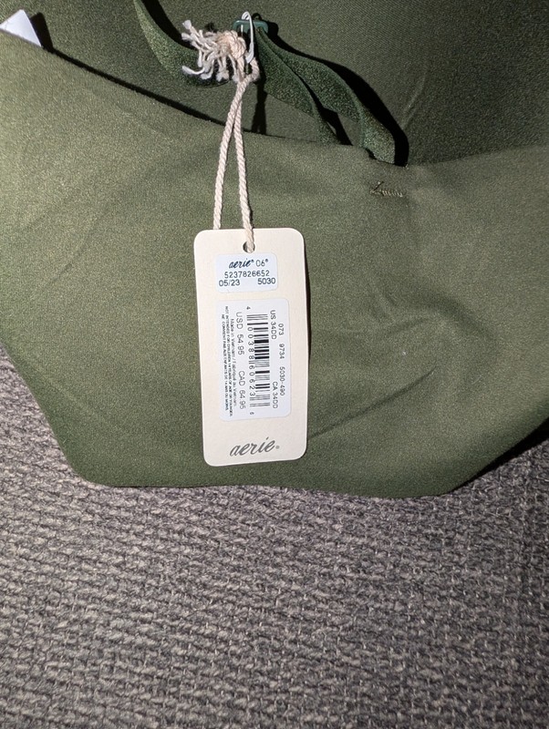 Aerie SMOOTHEZ Plunge Bra 34DD Green Underwired Padded Adjustable; NWT; soft gallery