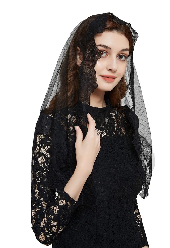 Triangle Mantilla Veil Chapel Veil Lace Latin Mass Elegant Religious