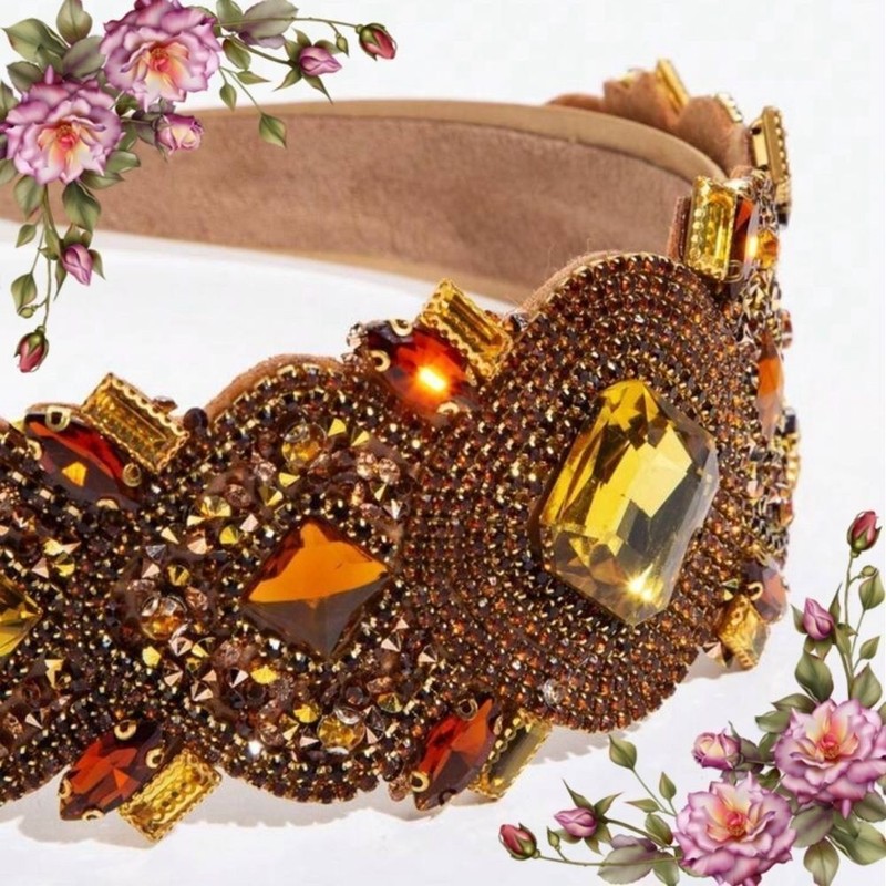Baroque-Style Hairband With Gorgeous Gemstone Decoration