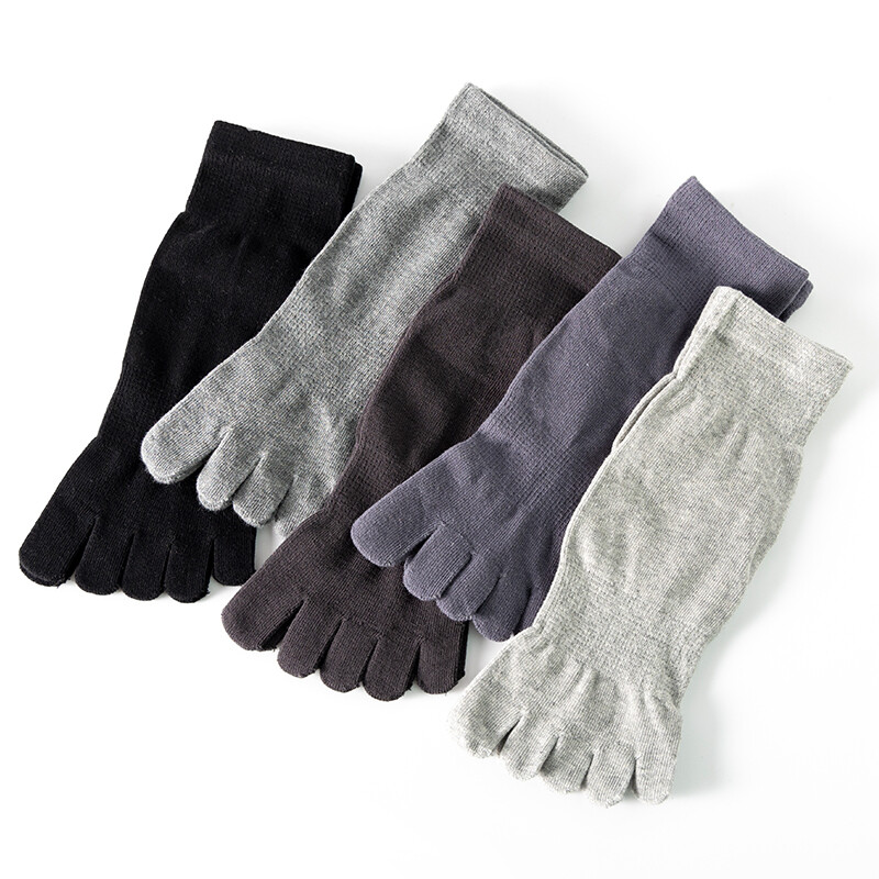 5Pack 100% Cotton Five Finger Toe Crew Ankle Solid Athletic Sport Men Socks 7-11 gallery