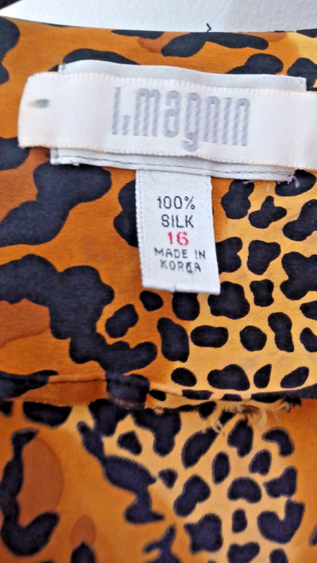 I Magnin Vintage Blouse Leopard Print - 100% Silk (1980's - 1990's) Size 16 *** gallery