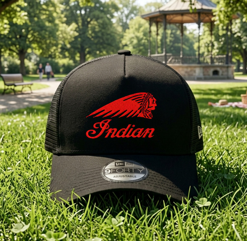 Indian Motorcycle Trucker Hat Embroidered Mesh Back Adjustable Snapback Cap
