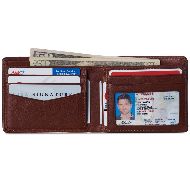 Alpine Swiss Wallet for Men Nolan Commuter Bifold Dual ID Windows for License gallery