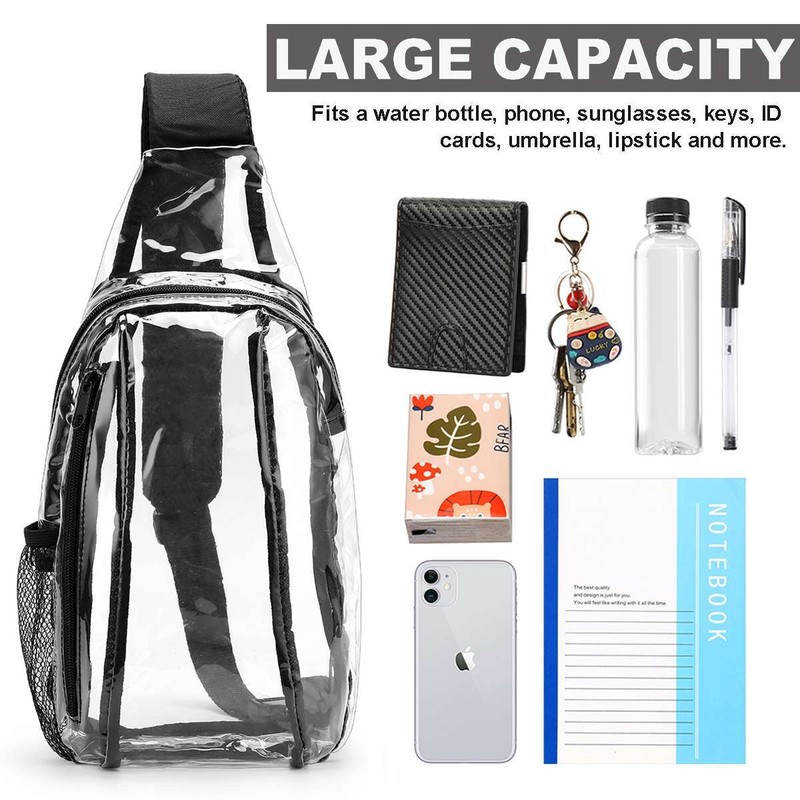 Clear PVC Sling Bag Transparent Stadium Adjustable Shoulder Crossbody Backpack gallery