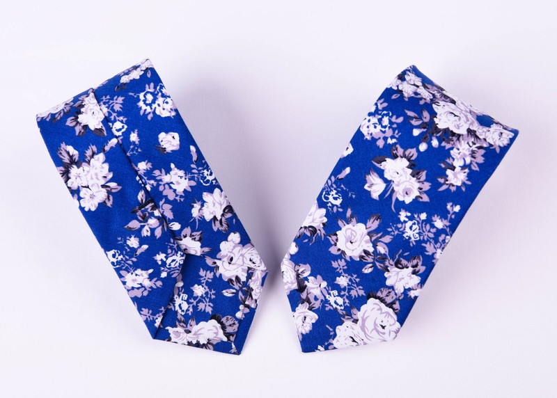 Multi Colored Floral 3" Blue White Tie Designer Cotton Woven Necktie Sexy Luxury gallery