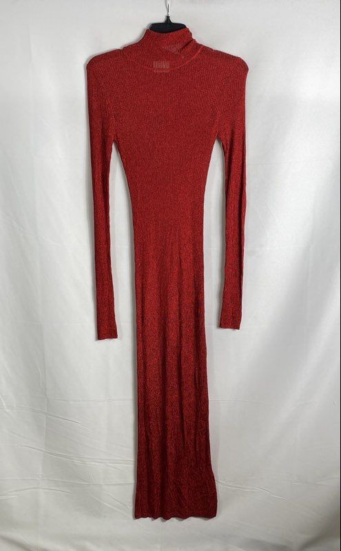 Isabel Marant Women’s Red Josita Metallic Ribbed Knit Mock Neck Dress Sz 38 NWT