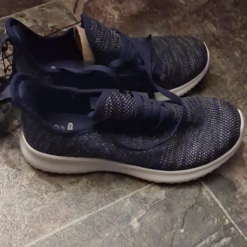 Athletic Works Memory Foam Knit Lace-Up Low Top Walking Sneakers Navy gallery