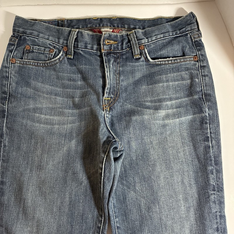 Lucky Brand Blue Straight Denim Jeans Regular Fit Mid Rise Distressed