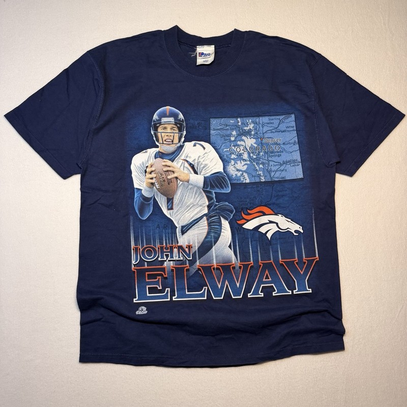 Vintage Pro Player John Elway Denver Broncos T-Shirt Mens Size Large