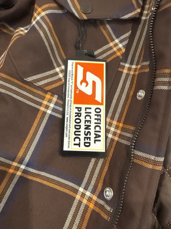 Dixxon Snap on Flannel jacket medium Mens Yellow Brown Plaid gallery