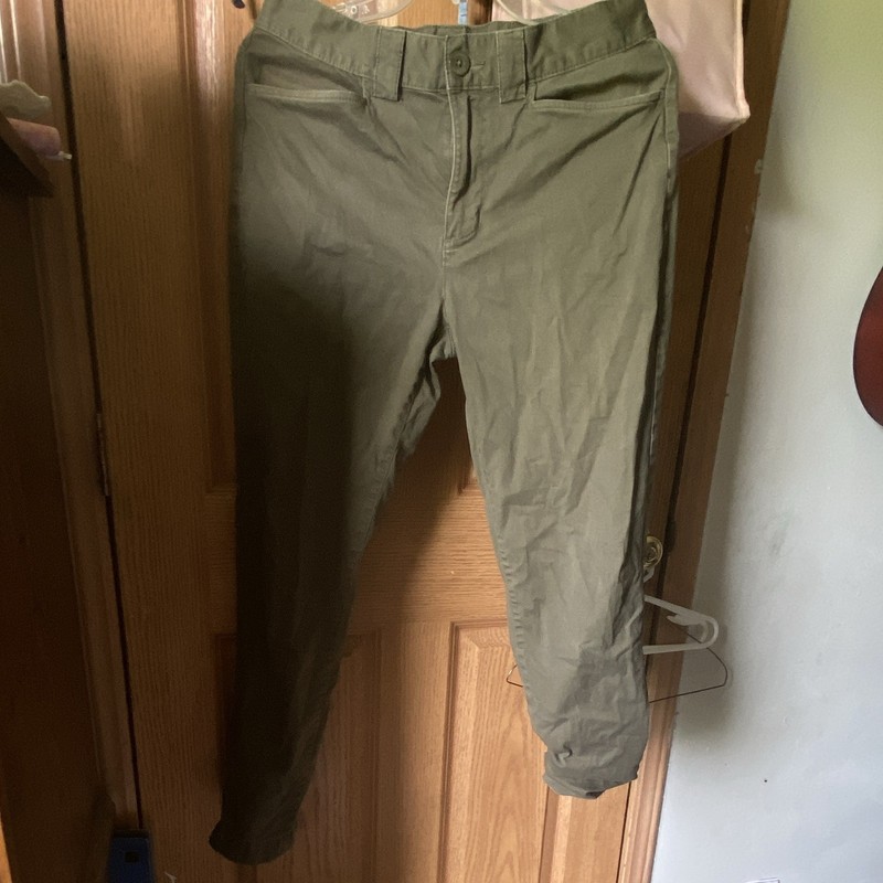 Element Green Solid Casual Pants Flat Front Button Zip Closure Size 29