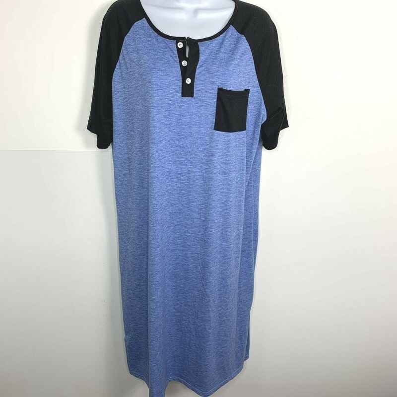 Evanhome Nightgown Sleepwear Sz M Blue Classic Casual Athleisure Cozy Core