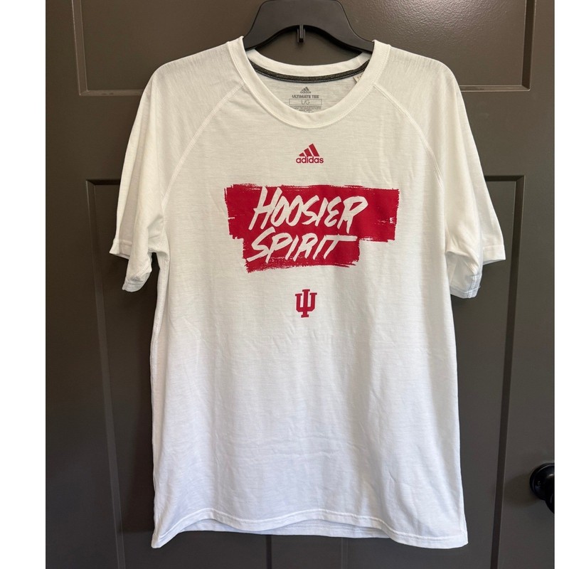Adidas Indiana University Hoosiers Ultimate Tee White Red Shirt Mens Large