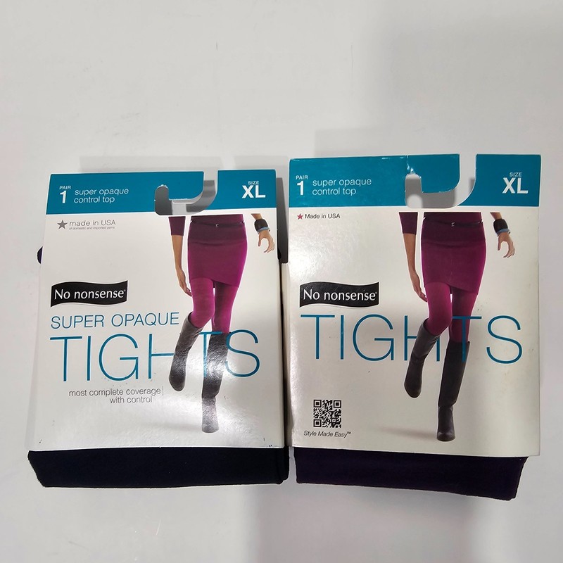 Lot of 2 Pairs No Nonsense Women’s Tights Blue and Purple Size XL