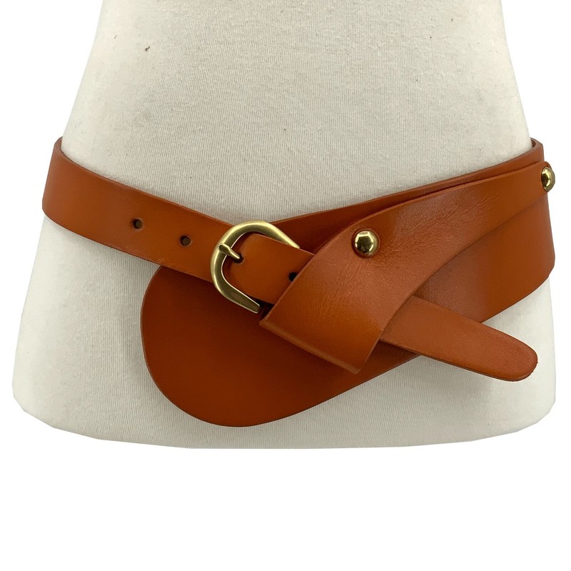 Women Wide Waist Fashion Vintage Cowhide Full Grain Leather Boho Concho Belt gallery