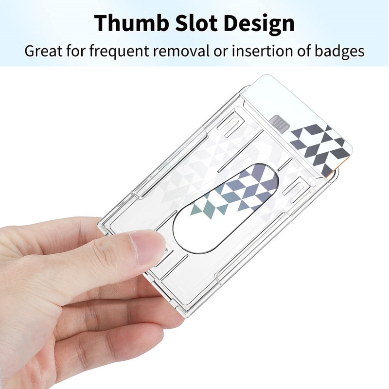 10Pcs ID Card Badge Holder Hard Plastic Protector Vertical Clear Protective Case gallery