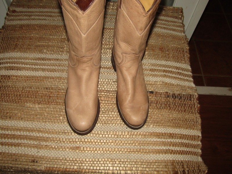 Justin L3136 Soft Elk Leather Tan Roper Cowgirl Boots Women Size 5.5 B gallery
