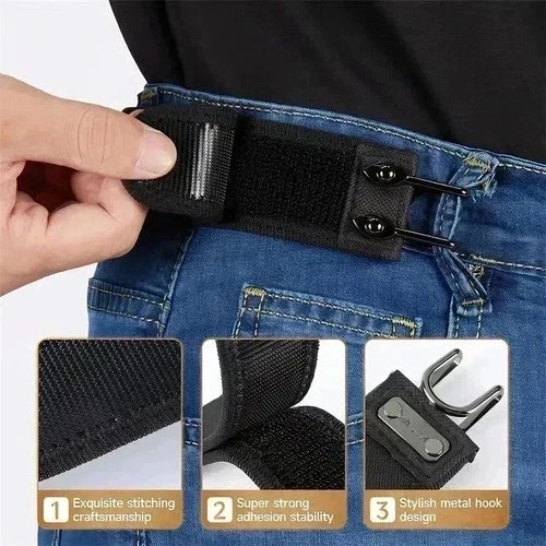 2PCS Tactical Metal Hook Elastic Belt Buckle-Less Invisible Waist Belt Closure gallery