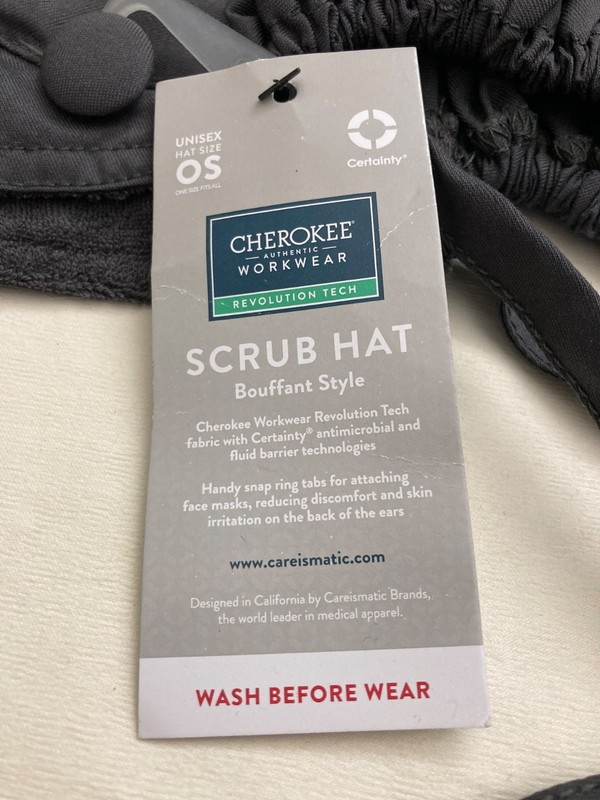 Cherokee Scrubs, Bouffant Style OS Scrub Hat Cap, Pewter Color WW508AB, 5 Pack gallery