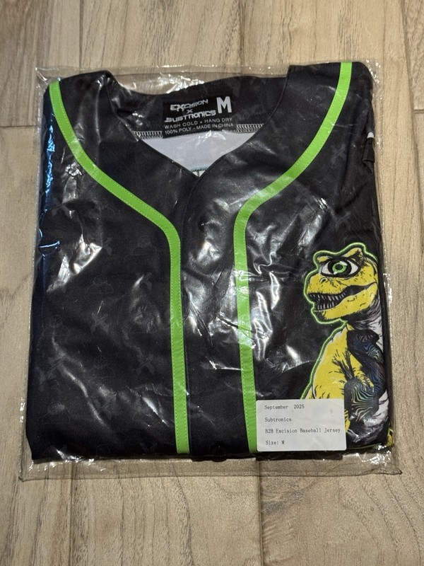 Subtronics B2B Excision Baseball Jersey Men’s M Black/Green Button-Up SS