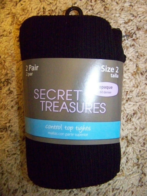 2 Pair Secret Treasures Black Control Top Tights Size 2 125-165 Pounds 5’1″-5’9″