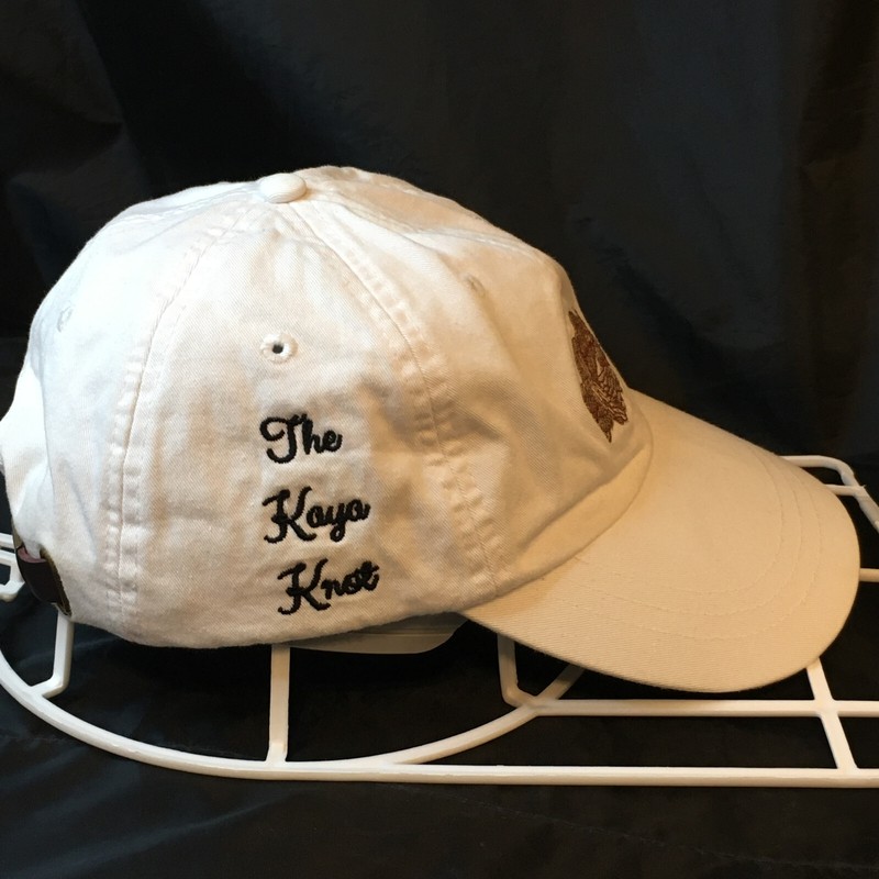 The Kayo Knot Hat Adams Leather Strap Back Embroidered Script Spell Out Cap Rare