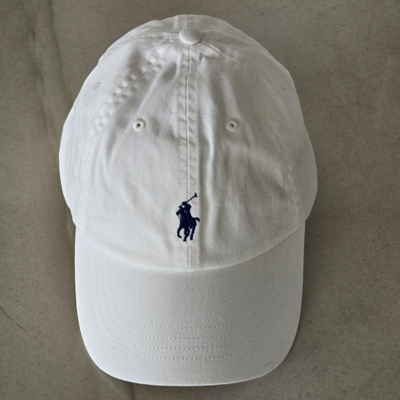 Polo Ralph Lauren Men's One Size Cotton Chino Adjustable Ball Cap White Blue gallery