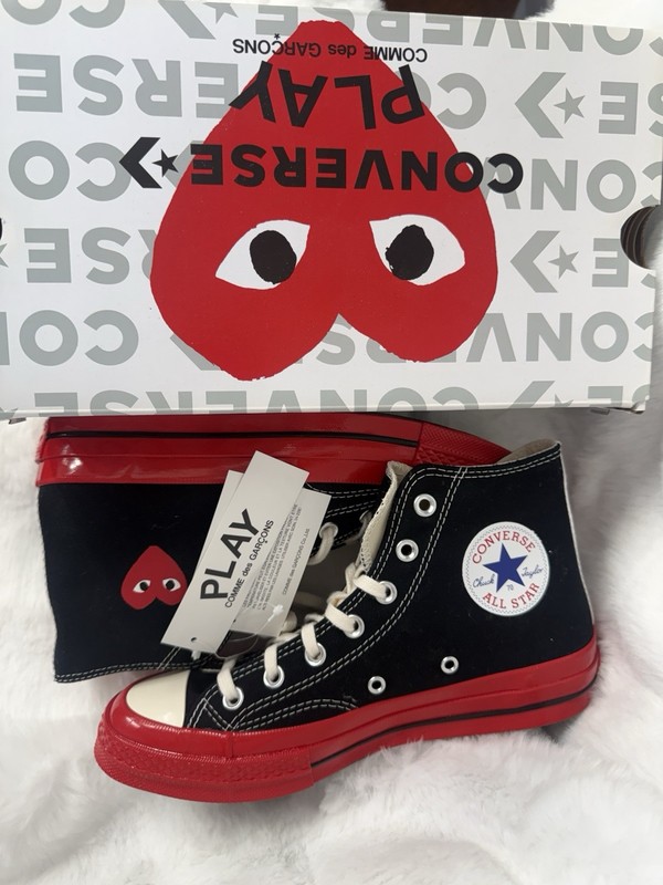 Comme des Garçons PLAY x Converse Chuck 70 High Top Red Sole Heart W8 M6 NWT gallery