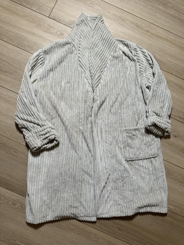 Anari Cream Ribbed Long Coat One Size Fits Most